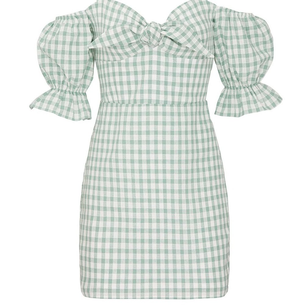 léRumi Mia Green and White Gingham Mini Dress XS